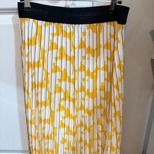 Karl Lagerfeld Yellow Pleated Midi skirt with Elastic Waist size XS